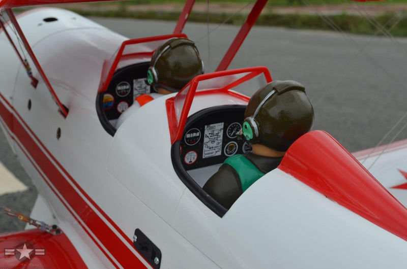 view of both pilot figues in the cockpit of a red baron rc plane