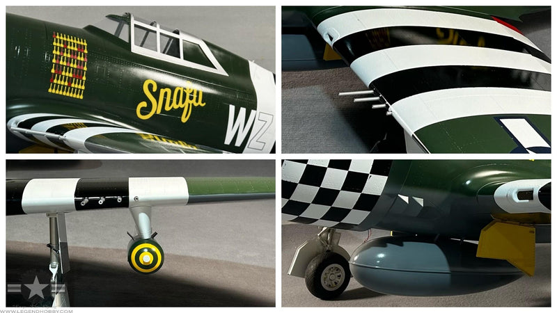 detailed views of the ordinance, paintjob, and wings on the P-47B 2.85M WINGSPAN by KYHK RC