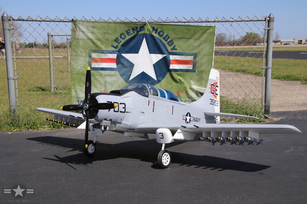 Deluxe 86" AD-5/A-1E Skyraider Gray/White Navy ARF | Shop RC Planes with Legend Hobby