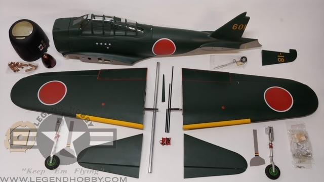 ZWX A6M ZERO 71″ FULL  COMPOSITE WARBIRD - GREEN