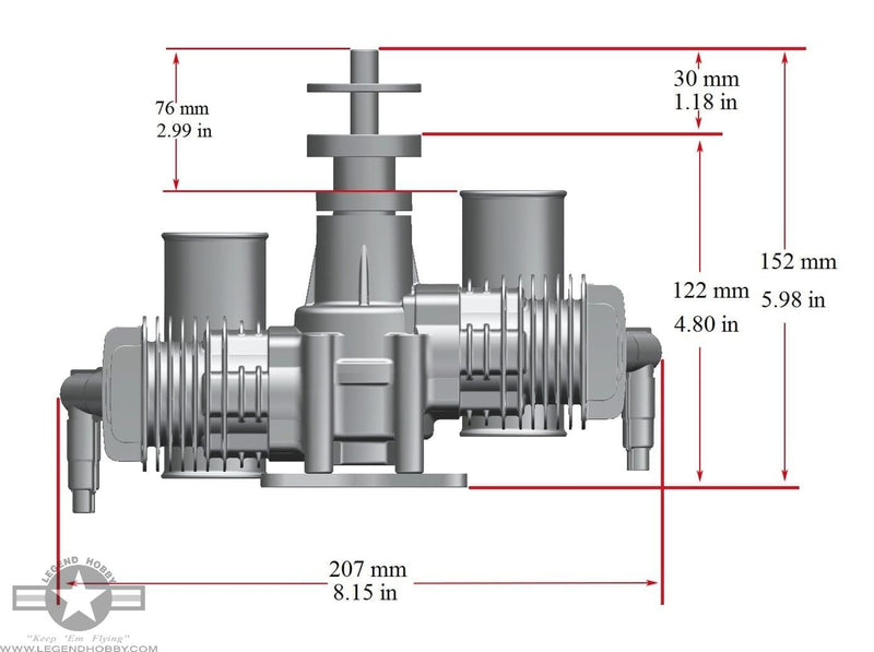 STINGER 40cc Twin Engine With 1/4-32 Spark Plugs