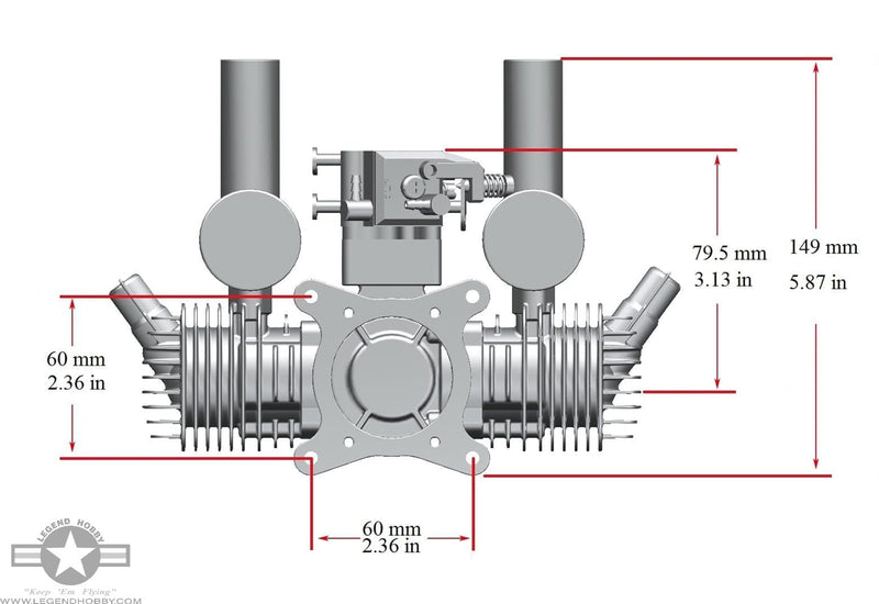 STINGER 40cc Twin Engine With 1/4-32 Spark Plugs