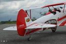 view of back wheel and wings on red baron rc plane