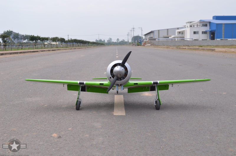 front view of Reno Air Care YAK-11 on runway