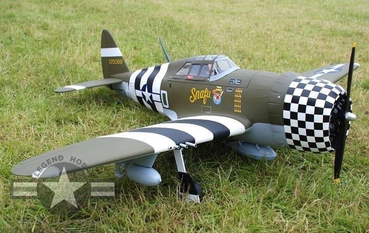 63" P-47G Thunderbolt Snafu 15cc parked in the grass