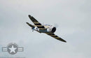 view from the ground of a 63" P-47G Thunderbolt Snafu 15cc flying in the air